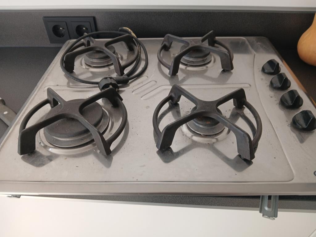 Bauknecht RVS Gaskookplaat 4 Pits - Gebruikt, Ophalen, Gebruikt, 4 kookzones, Inbouw