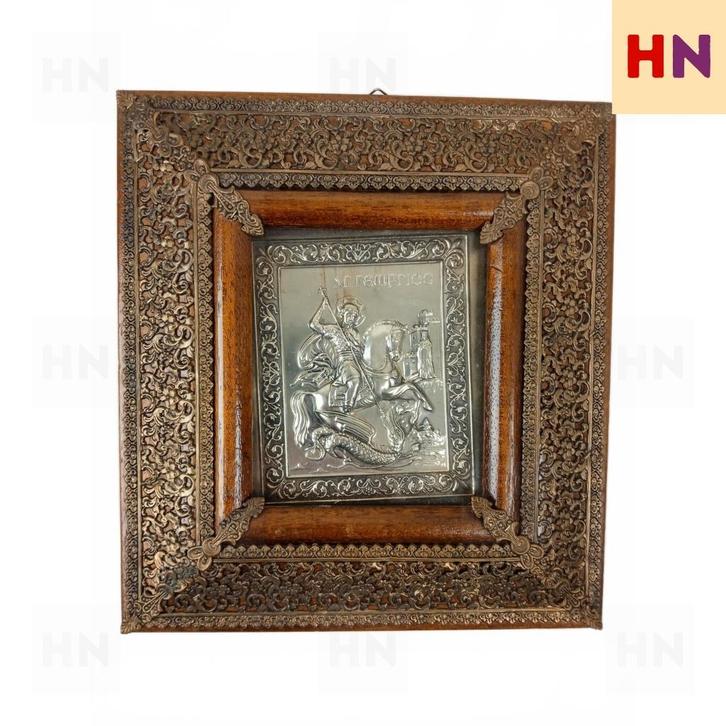 Prachtige Griekse Icoon Sint Joris (Agios Georgios), Antiek en Kunst, Antiek | Religie, Ophalen