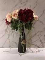 LUXE KUNST ZIJDE BLOEMEN BOEKET RODE HORTENSIA EN ROZEN, Huis en Inrichting, Ophalen of Verzenden, Zo goed als nieuw, Binnen