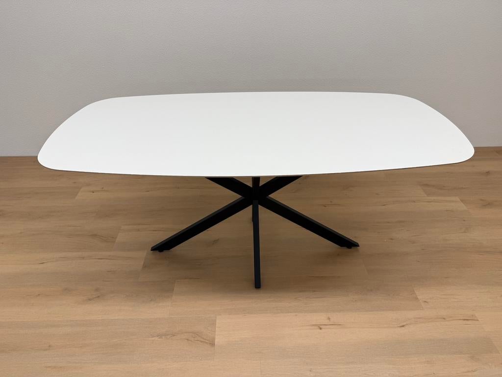 Deens ovale eettafel HPL Wit 180x90 - Direct Leverbaar