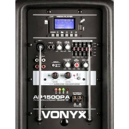 Vonyx AP1500PA 800W 15" Mobiele Geluidsinstallatie met 2 Mic, Overige merken, Ophalen of Verzenden, Zo goed als nieuw, 120 watt of meer