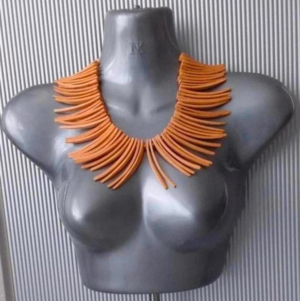 Manouk - ketting met naturel staafjes, Sieraden, Tassen en Uiterlijk, Kettingen, Overige materialen, Verstelbaar, Verzenden, Beige