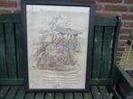 japanse afbeelding zijde behang in lijst schilderij ?, Antiek en Kunst, Ophalen of Verzenden