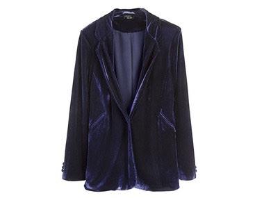 Heidi Klum blauwe velours fluwelen pak kostuum maat L, Kostuum of Pak, Blauw, Maat 42/44 (L), Nieuw