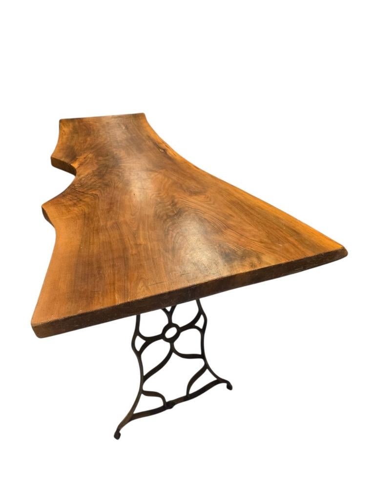 Boomstamtafel met gietijzeren onderstel eettafel boomstam, Ophalen, Gebruikt, 100 tot 150 cm, Boomstam landelijk Japandi