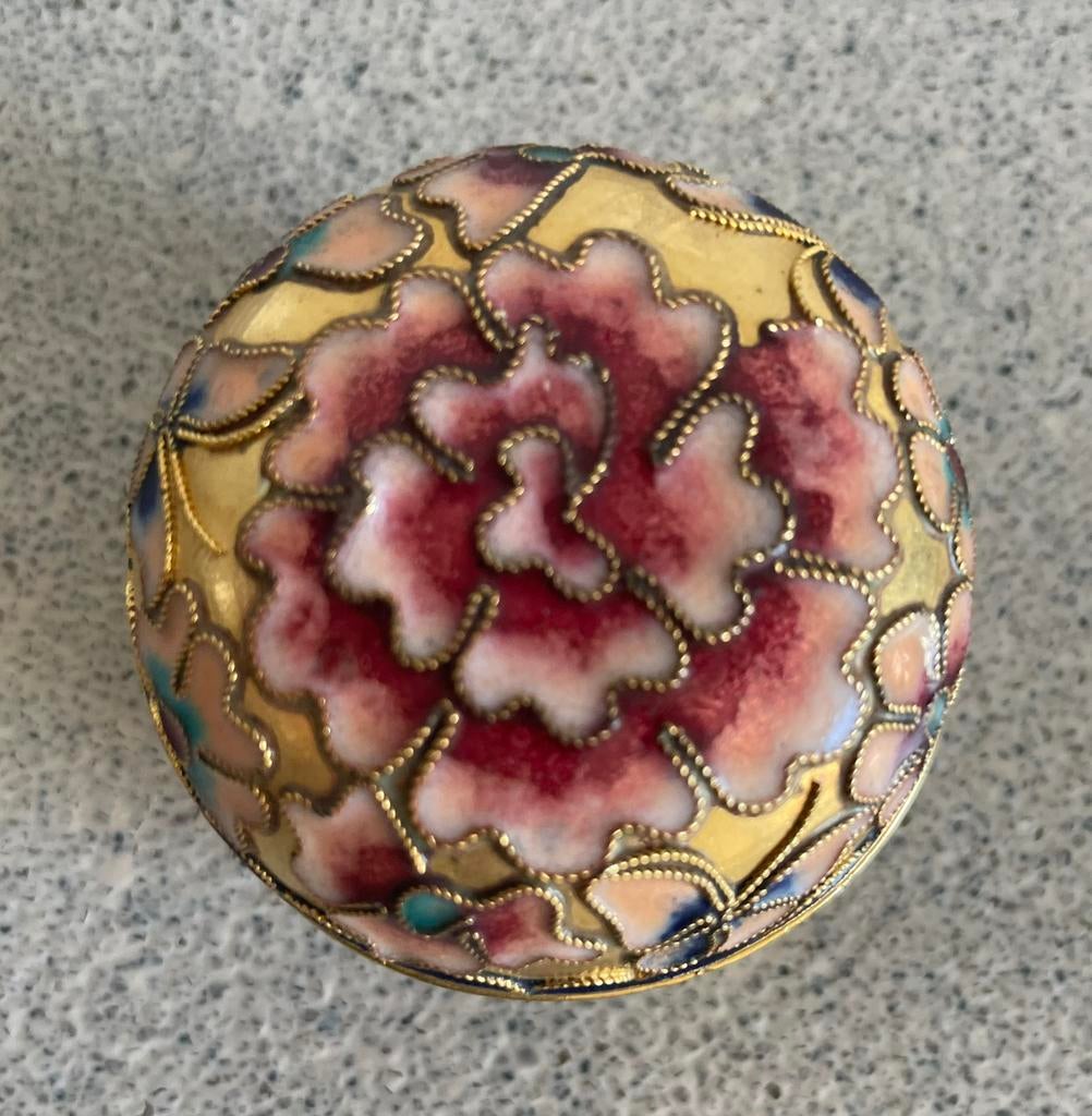 Prachtig Emaille Cloisonné doosje potje pillendoosje, Ophalen of Verzenden