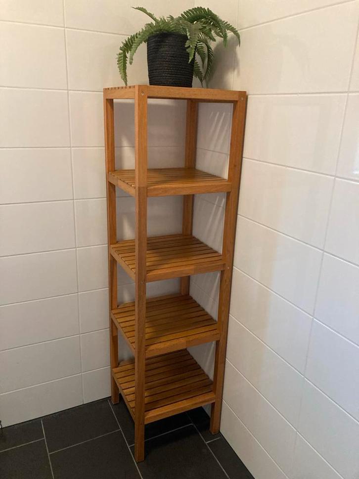 Houten badkamerrek met 5 planken, Huis en Inrichting, Kasten | Stellingkasten, Gebruikt, Ophalen