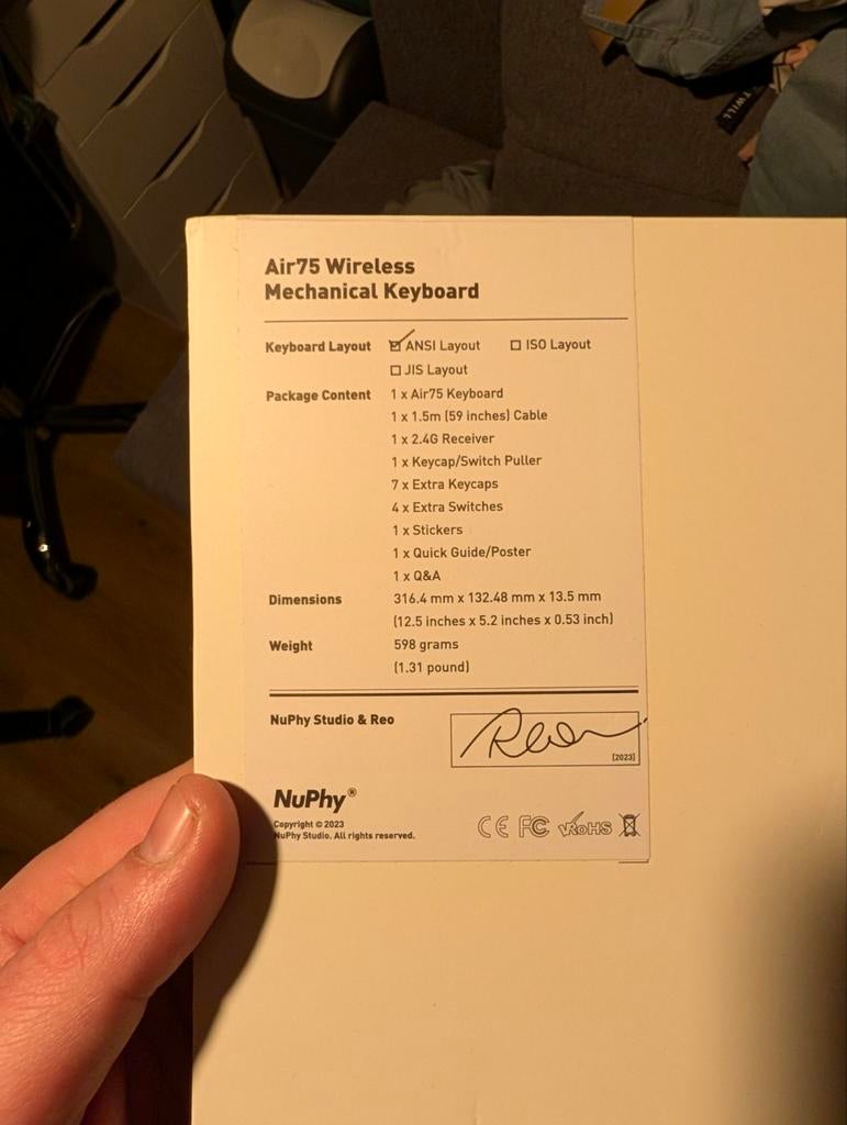 NuPhy Air75 draadloos mechanisch toetsenbord, Nuphy, Multimediatoetsen, Ophalen of Verzenden, Zo goed als nieuw