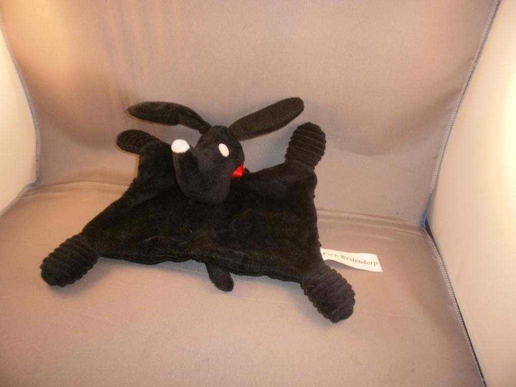 HEMA teckel fiep Westendorp zwart velours witte neus rode, Hema, Nieuw, Zwart, Wasbaar