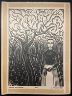 J. Francken Pzn. (1896-1977) Houtsnede 'Mei', Antiek en Kunst, Kunst | Etsen en Gravures, Ophalen of Verzenden