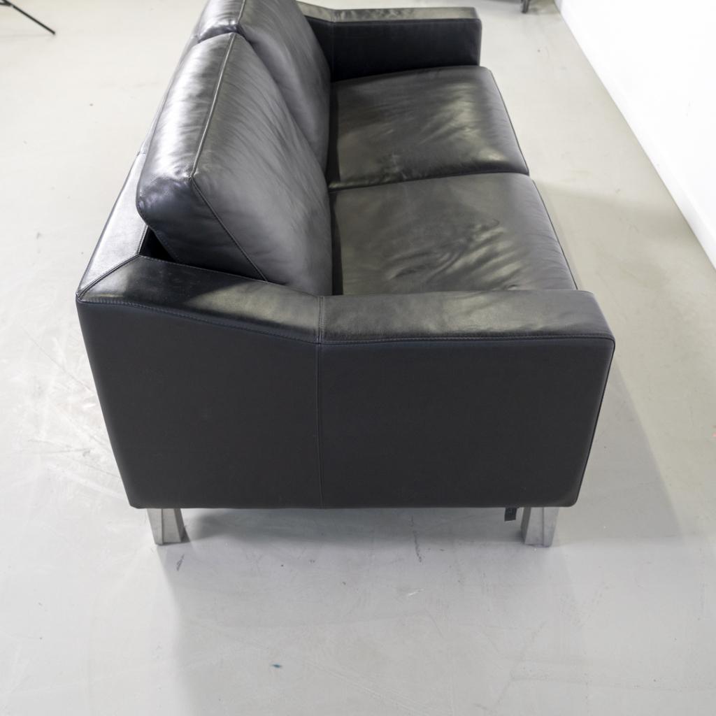 1x Leolux Antonia Bank 2,5-zits/180cm Zwart Leer - Gepolijst, Huis en Inrichting, Niet ingevuld, Overige maten, 150 tot 200 cm