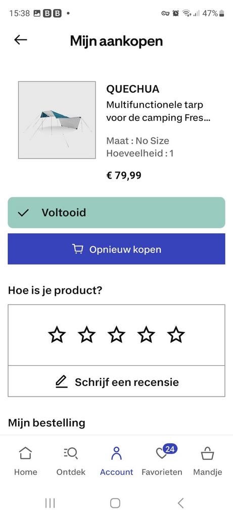 Multifunctionele tarp XL van DECATHLON - Zo goed als nieuw, Ophalen