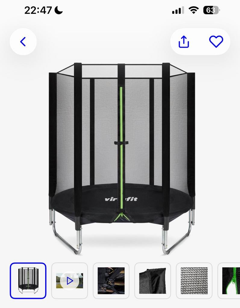 VirtuFit Kinder Trampoline met Veiligheidsnet - 140 cm, Ophalen, Gebruikt