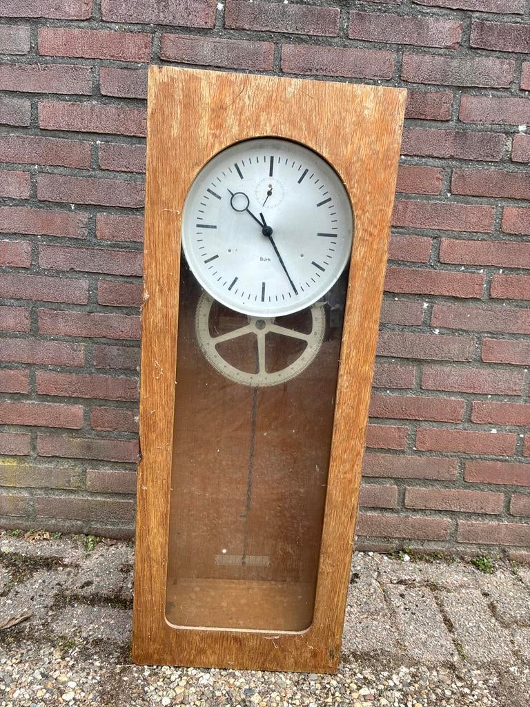 Antieke Burk fabrieksklok - Industriële wandklok, Antiek en Kunst, Antiek | Klokken, Ophalen of Verzenden