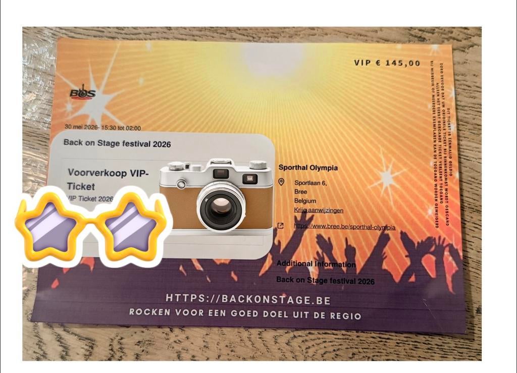 1 VIP ticket, Eén persoon, Rock of Poprock