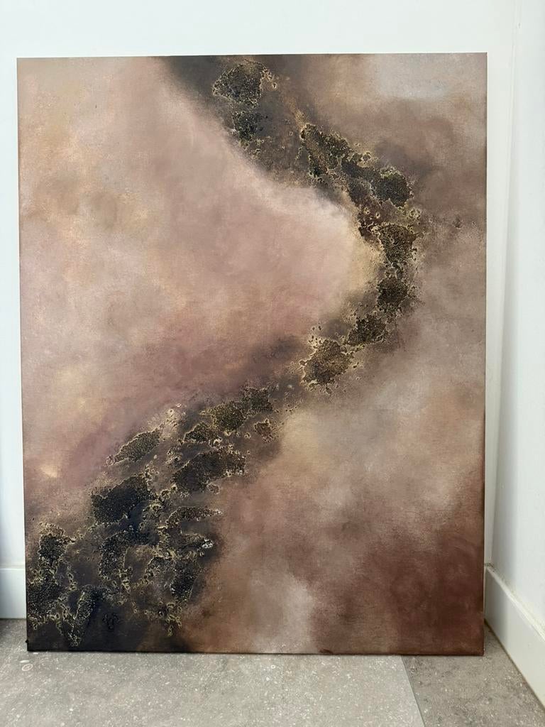 Abstract schilderij met textuur., Antiek en Kunst, Kunst | Schilderijen | Abstract, Ophalen of Verzenden