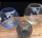 3-  Bolvazen, Vintage , Crystal, dikke bodem, Ophalen of Verzenden