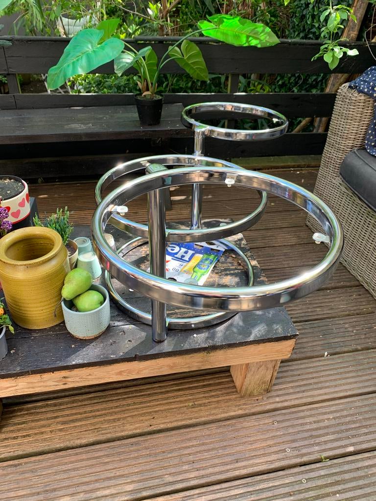 Meilotiv design bijzettafel - Chroom/Glas, 45 tot 60 cm, Minder dan 55 cm, Gebruikt, Metaal of Aluminium