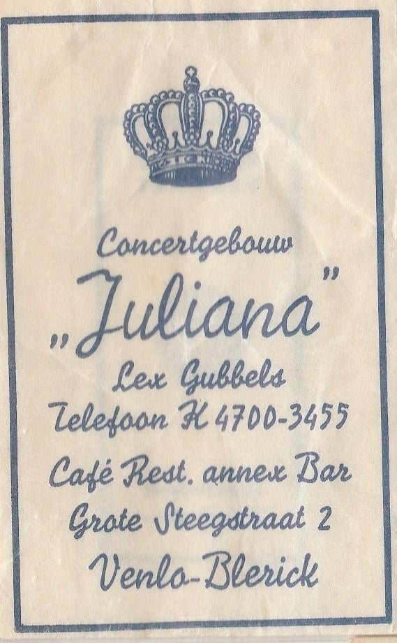 concertgebouw Juliana Grote Steegstraat Venlo Blerick, Verzamelen, Ophalen of Verzenden