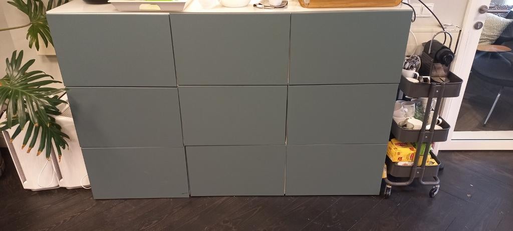 Ikea kast Smastad met 9 vakken - Blauw/groen, Ophalen, Gebruikt
