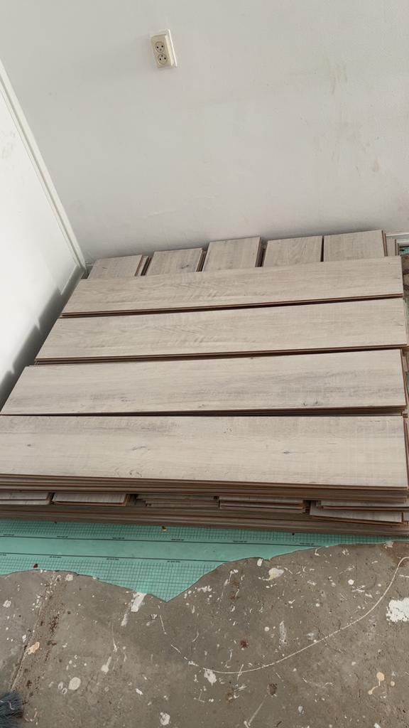 Laminaat Xtra-breed Wit Eiken (37 m²) - Gebruikt, Ophalen, 30 cm of meer, Gebruikt, 50 tot 150 cm