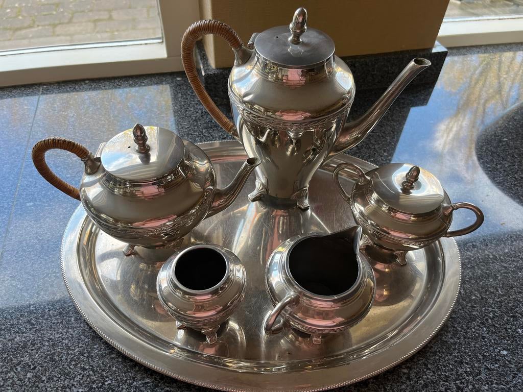 Metawa Holland Tinnen Servies - Theepot, Koffiepot, Suikerpo, Ophalen