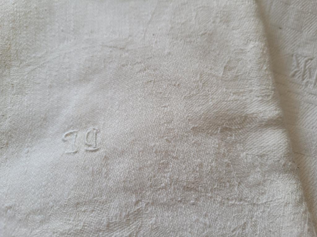 2 antieke theedoeken met monogram, Heikant 21 Kaatsheuvel, Wit, Belle Vieille Brocante, Zo goed als nieuw