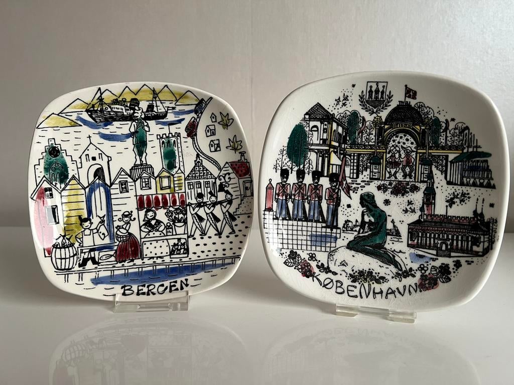 Set 2 Stavangerflint Bordjes Bergen Kopenhagen Inger Waage, Ophalen of Verzenden