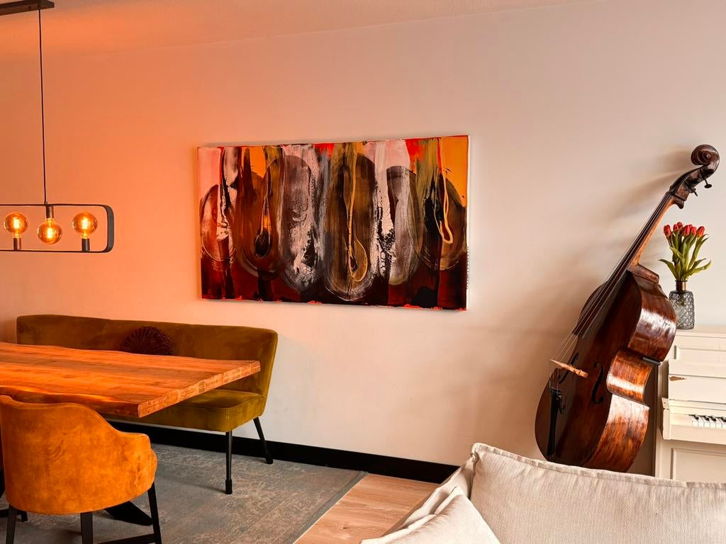 Abstract groot werk schilderij Jerry Bisschop 180x100, Antiek en Kunst, Ophalen of Verzenden