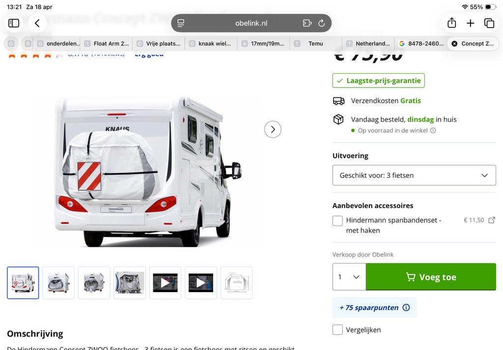 Fietshoes camper,caravan, Ophalen of Verzenden, Zo goed als nieuw