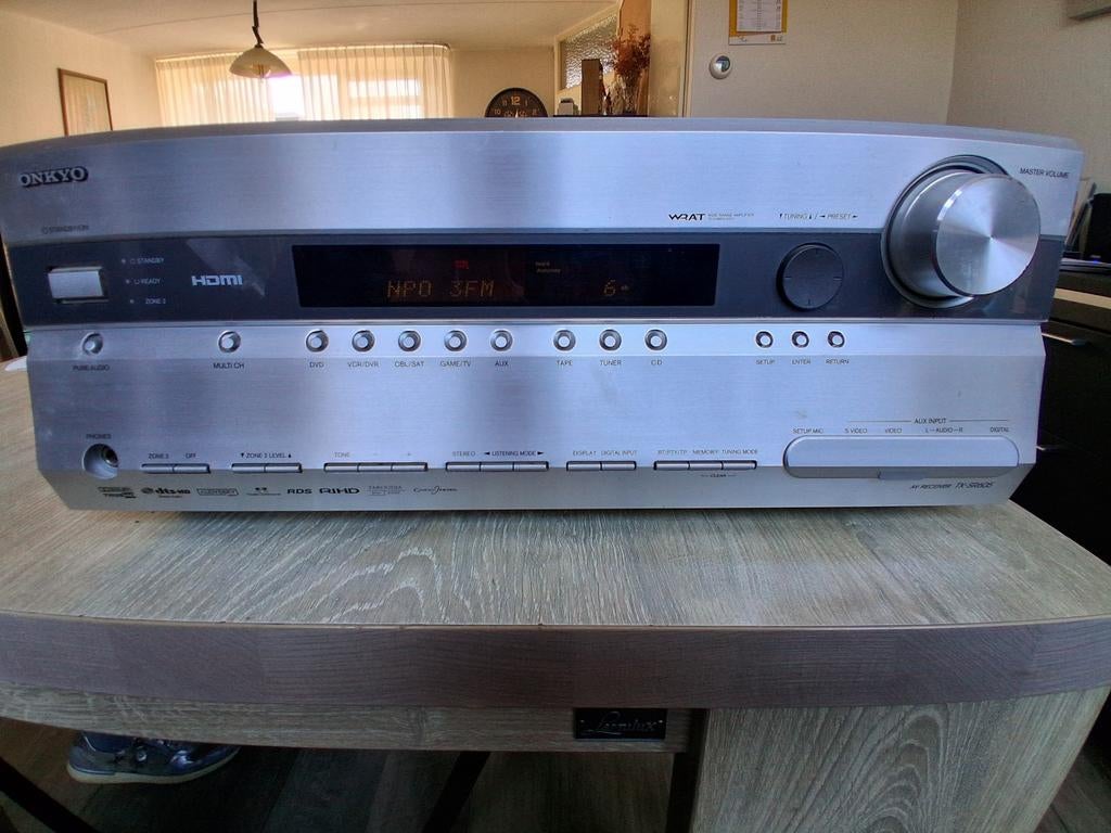 Onkyo TX-SR605 AV Receiver - Zilver, Gebruikt, Ophalen of Verzenden, 120 watt of meer, Onkyo