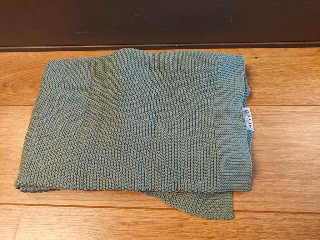 Meyco wiegendeken mintgroen met wit lakentje, Ophalen of Verzenden, Zo goed als nieuw, Deken