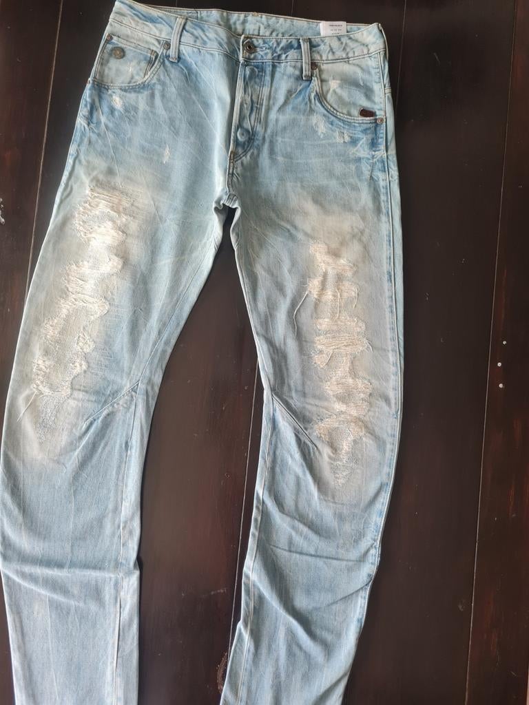 ZGAN LICHTE G STAR RAW ARC 3D SLIM SUPERDESTROY JEANS 31/34!, G-Star Raw, Blauw, W32 (confectie 46) of kleiner, Ophalen of Verzenden