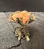 Zilveren Miniatuur Boeket met Roze Rozen - Gedetailleerd, Ophalen of Verzenden, Zilver