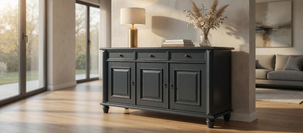 Antraciet dressoir, Gebruikt, Met deur(en), 150 tot 200 cm, Ophalen of Verzenden