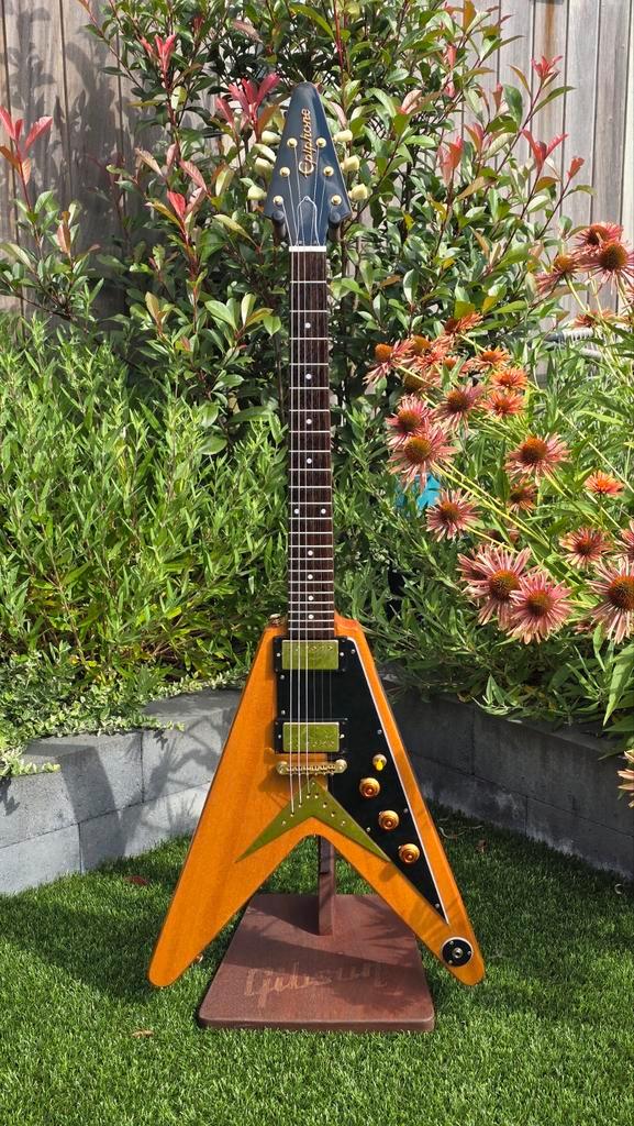 Epiphone Flying-V Korina, Muziek en Instrumenten, Snaarinstrumenten | Gitaren | Elektrisch, Zo goed als nieuw, Solid body, Epiphone
