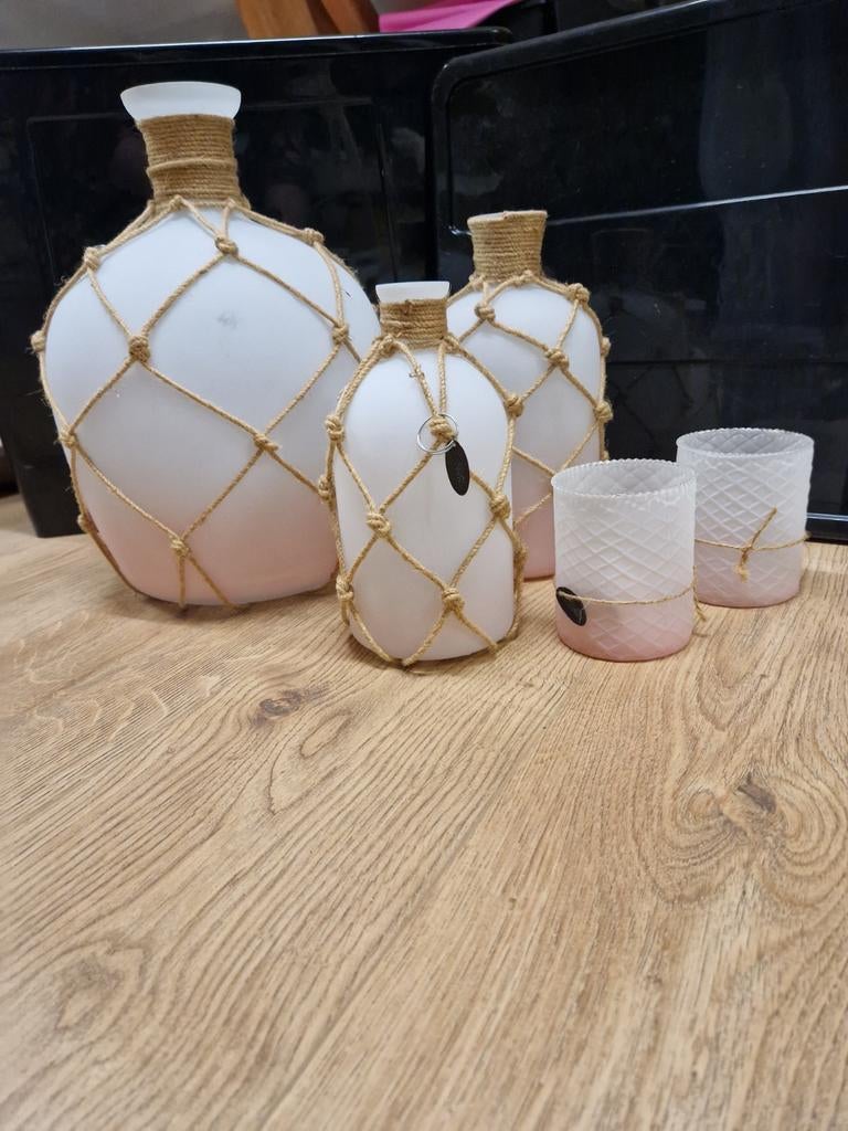 Riverdale collectie: vazen en waxinelichthouders set, 50 tot 75 cm, Wit, Ophalen of Verzenden, Glas