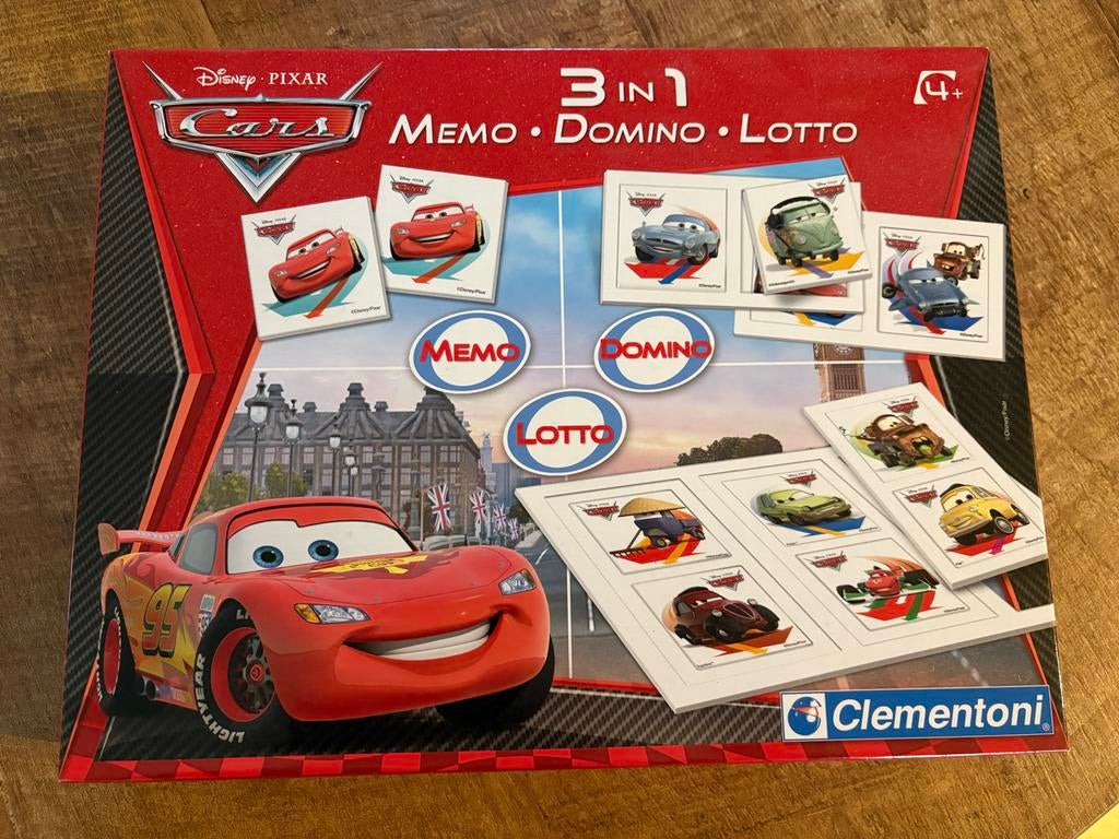 Disney Pixar Cars 3-in-1 Spellen: Memo, Domino, Lotto, Een of twee spelers, Ophalen of Verzenden, Zo goed als nieuw