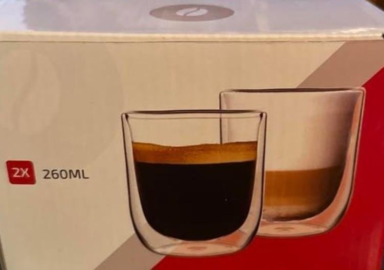Nieuw in verpakking dubbelwandig koffie/ latte macchiato gla, Ophalen, Glas of Glazen, Nieuw, Glas
