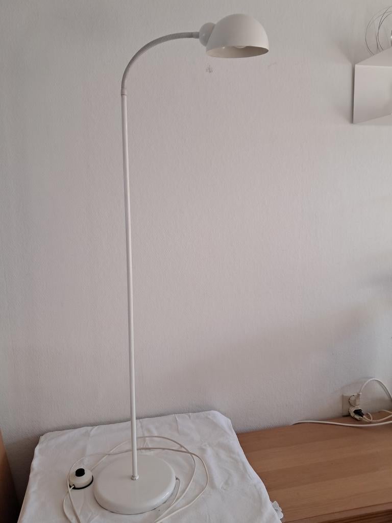 Seventies popart staande lamp, leeslamp, wit, Ophalen, Gebruikt, 100 tot 150 cm, Metaal