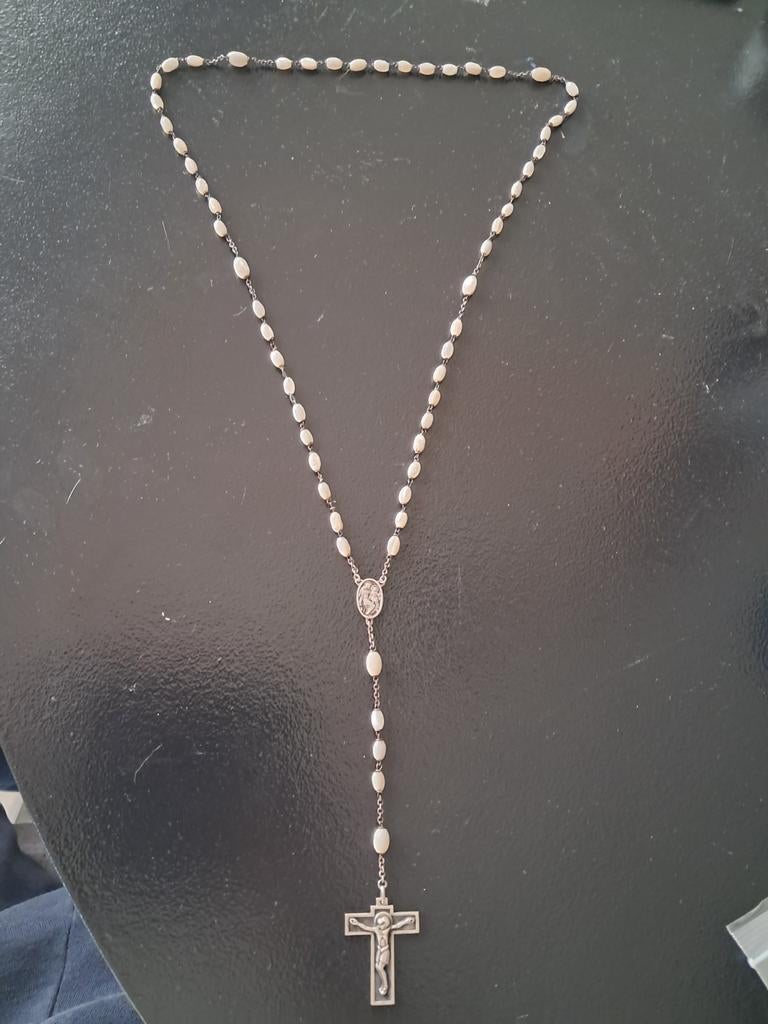 Zilveren rozenkrans, gloria, Antiek en Kunst, Antiek | Religie, Ophalen of Verzenden