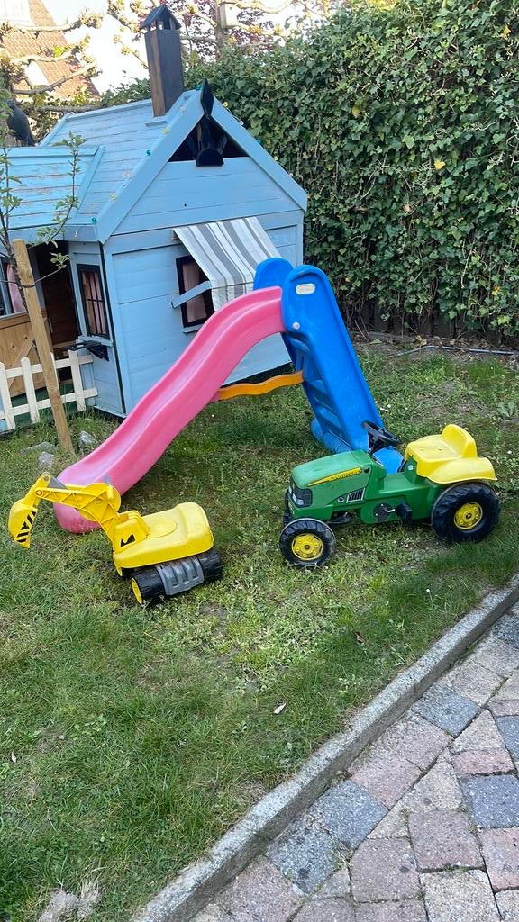 Glijbaan tractor en hijskraan, Kinderen en Baby's, Speelgoed | Buiten | Speeltoestellen, Ophalen of Verzenden, Gebruikt, Glijbaan
