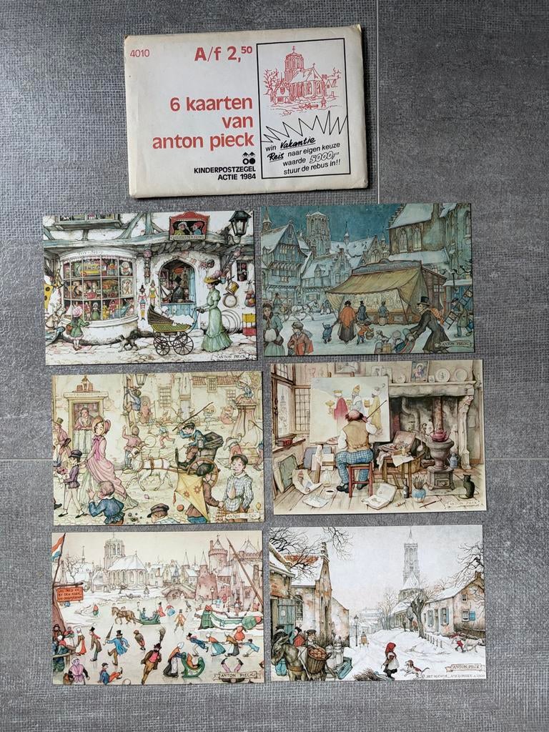 Anton Pieck Kaartenset - 6 Ongelopen Kaarten (1984), Ophalen of Verzenden, 1980 tot heden, Ongelopen