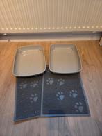 2x lichtgrijze kitten kattenbak + 2x uitstapmat, ZGAN, Ophalen of Verzenden, Zo goed als nieuw, Open