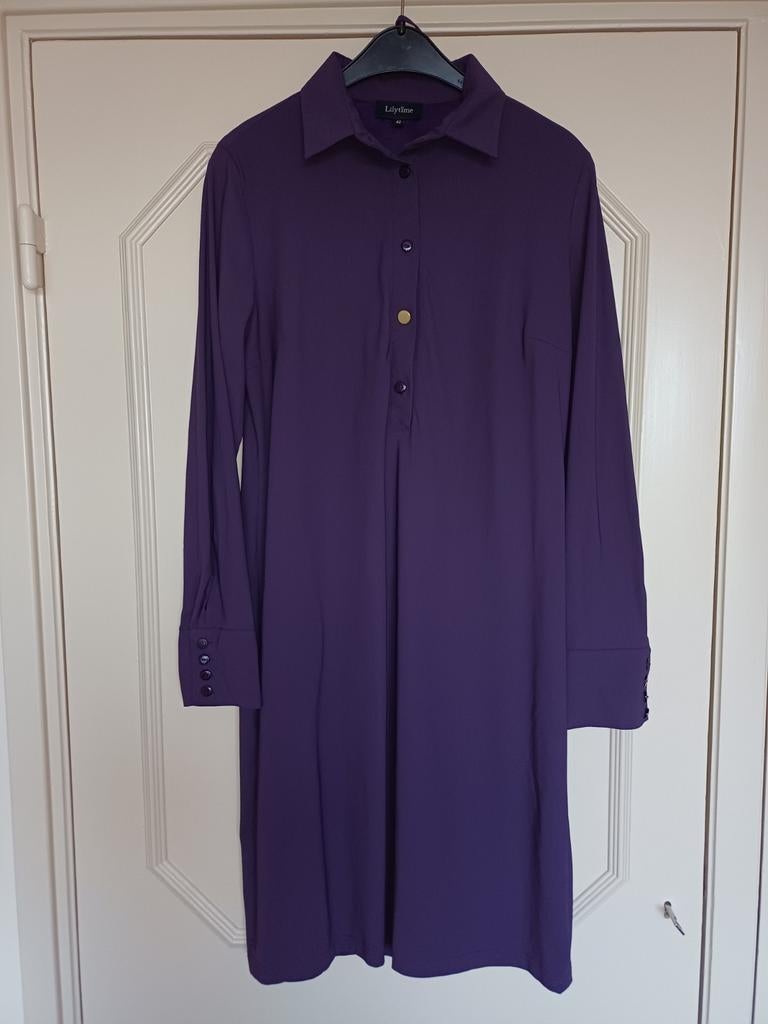 Paarse Lilytime jurk maat 42, traveltof, knielengte, Kleding | Dames, Paars, Maat 42/44 (L), Ophalen of Verzenden, Zo goed als nieuw