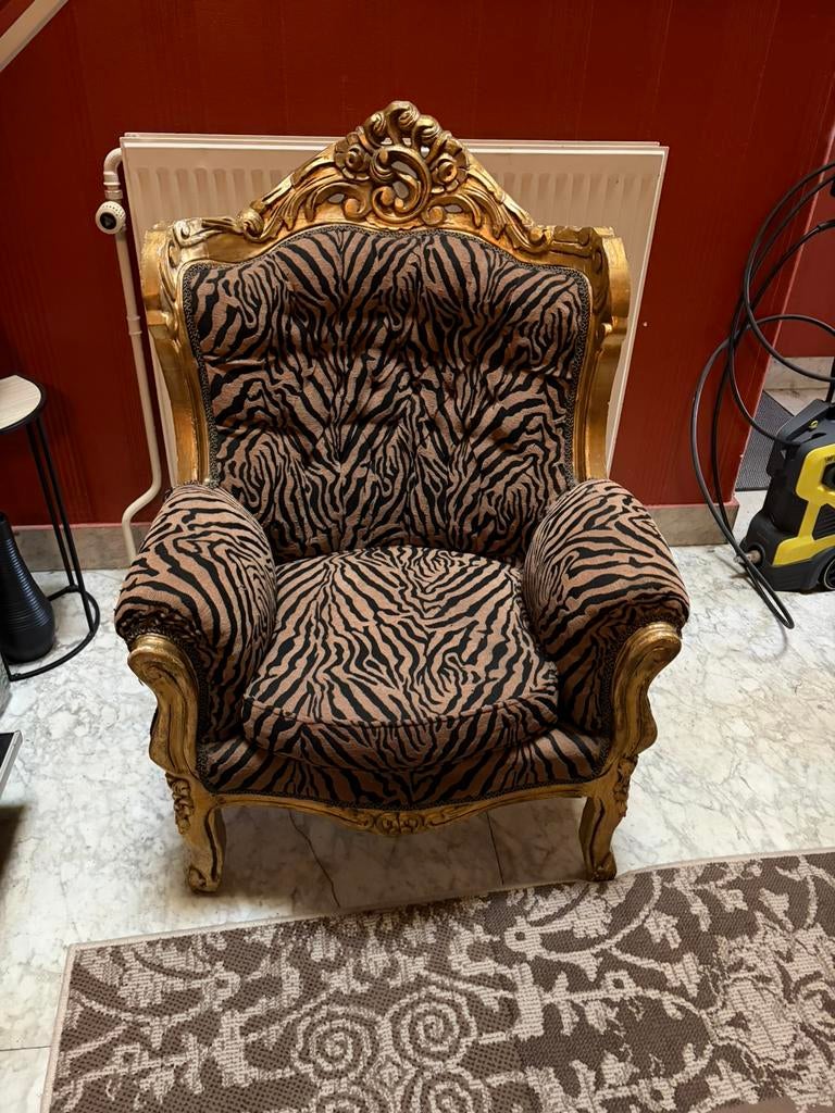 Vintage zebra stoel - statement piece, Ophalen, Zo goed als nieuw