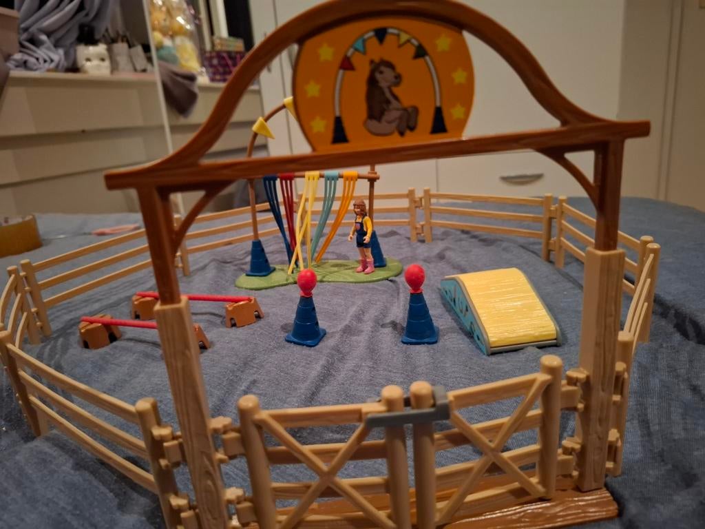 Schleich paarden hindernisbaan met poppetje, Ophalen of Verzenden