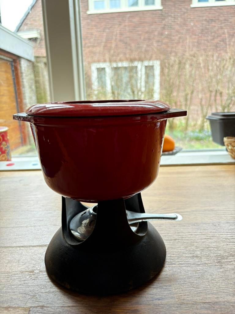 Mooie zware vintage fondueset, Witgoed en Apparatuur, Fonduesets, Ophalen of Verzenden, Zo goed als nieuw, Brander, Fondueset