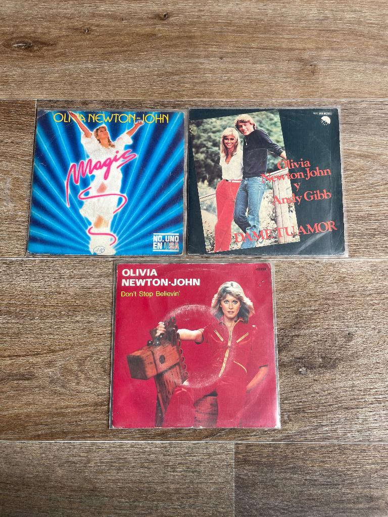 Partij 3 zeldzame singles Olivia Newton John, Cd's en Dvd's, Vinyl Singles, Gebruikt, Verzenden, 7 inch, Single