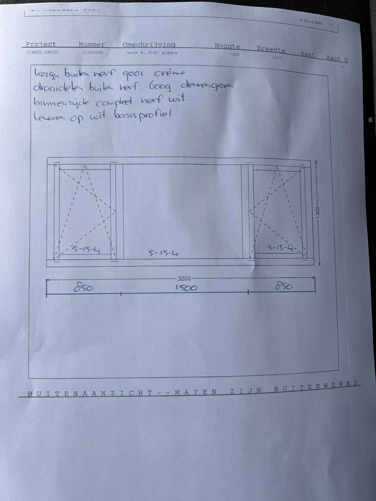Nieuw kunststof kozijn, verkeerd ingemeten, Gevelraam of Ruit, 120 tot 160 cm, Nieuw, Ophalen of Verzenden
